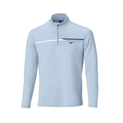 Camisa Mizuno Brze Tstripe 1/4 Zip Hombre - Azules Claro - Chile M497ZKESOC